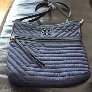 Tory Burch Quilted Navy Crossbody with Gold Hardware